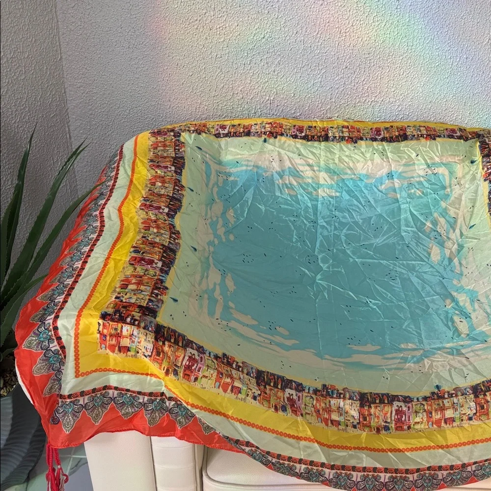 JOHNNY WAS SCARF 💯 SILK Vibrant Floral scarf. Brand New, Measurements: 44" x 44" - Picture 6 of 11